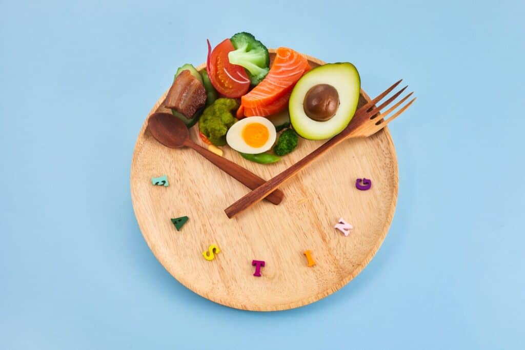 Intermittent fasting. Healthy breakfast, diet food concept. Organic meal. Fat loss concept.