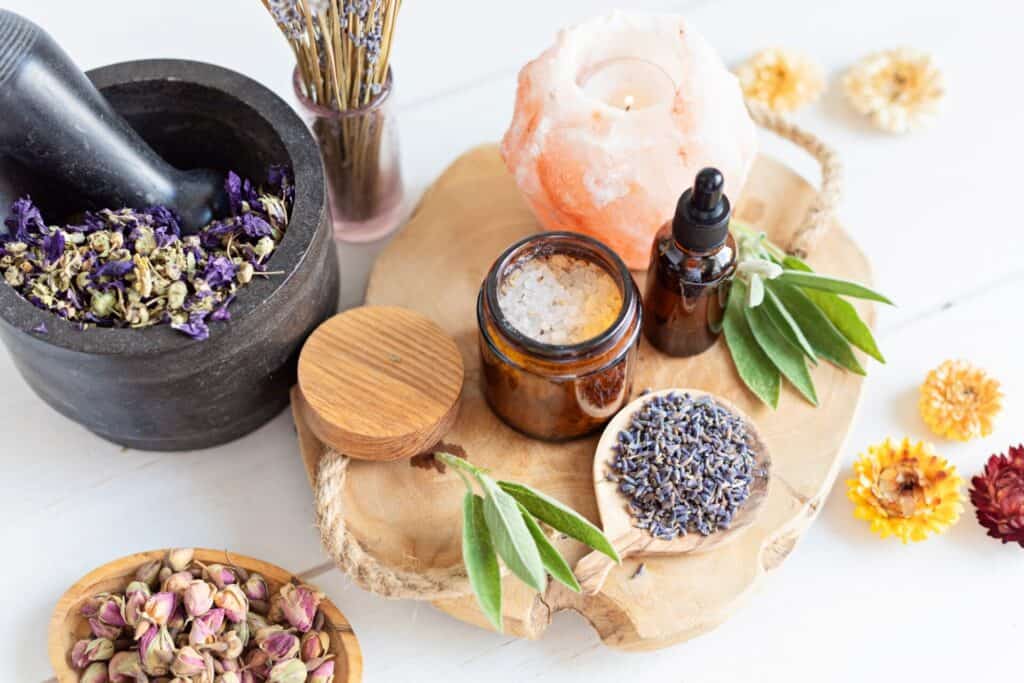 Botanical blends, herbs, essencial oils for naturopathy